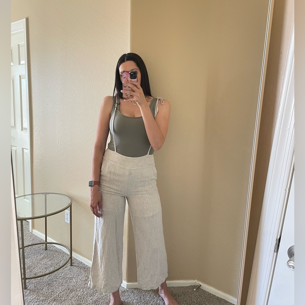 JOA Linen Wide Leg Jumpsuit